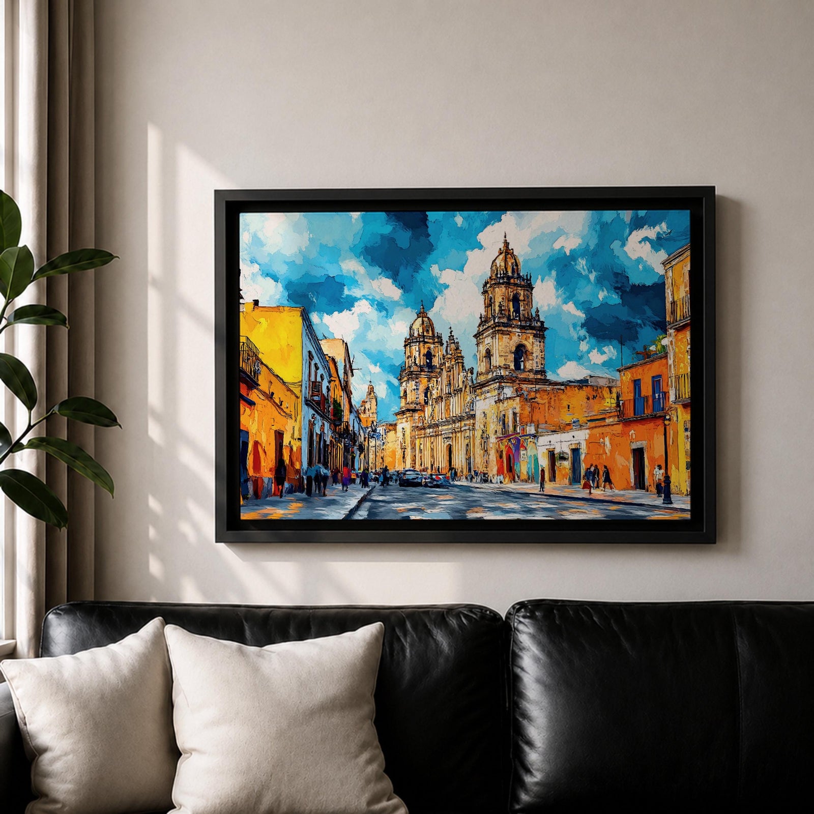 Mexico City Wall Art CDMX Framed Canvas Cityscape Mexican Architecture Watercolor Boho Home Decor