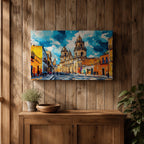 Mexico City Wall Art CDMX Framed Canvas Cityscape Mexican Architecture Watercolor Boho Home Decor