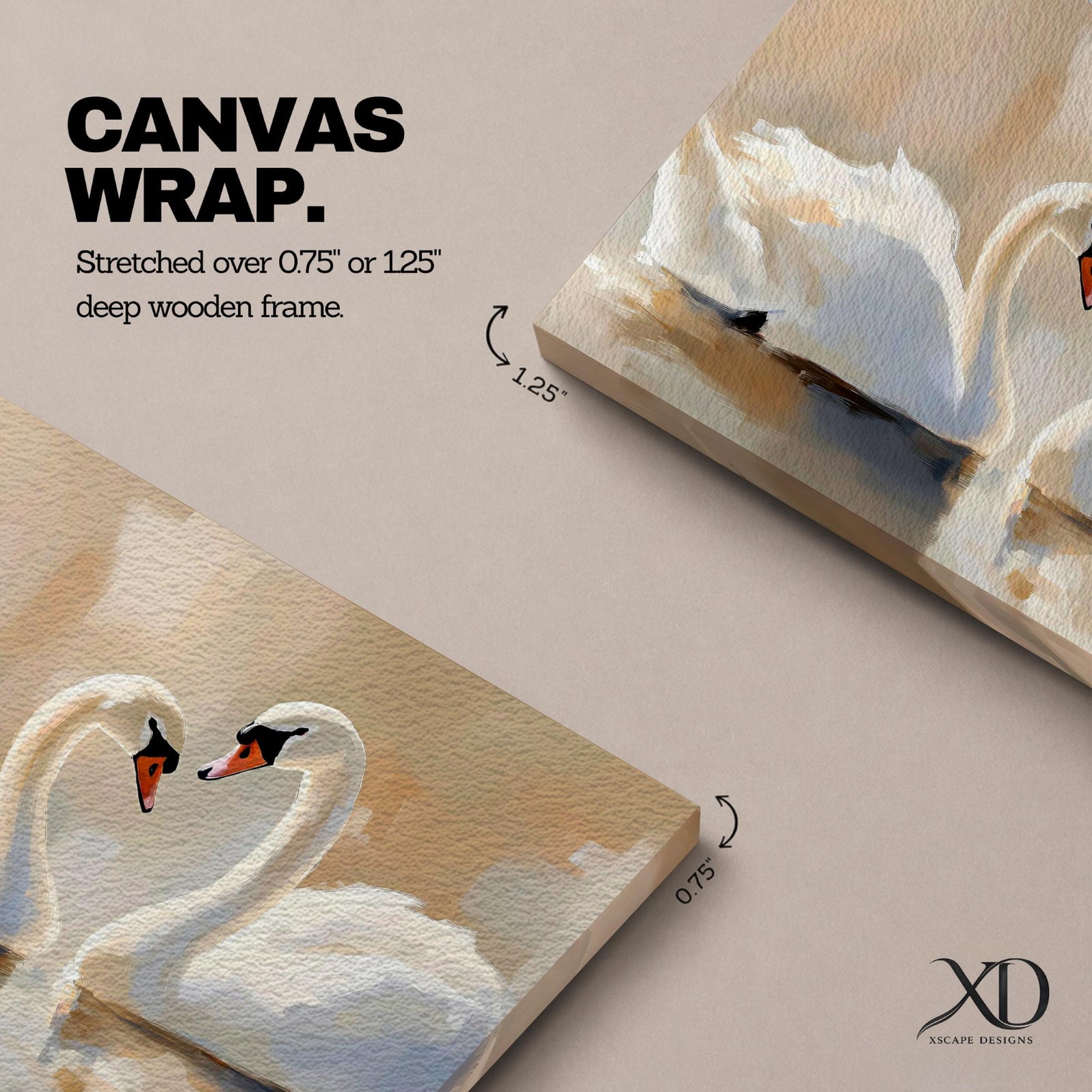 Swan Wall Art Cygnus Framed Canvas Romantic Lake Reflection Vintage Cottage Farmhouse Home Decor