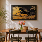Horse Wall Art Stallion Framed Canvas Wild Mustang Galloping Wildlife Western Living Room Decor