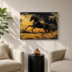 Horse Wall Art Stallion Framed Canvas Wild Mustang Galloping Wildlife Western Living Room Decor
