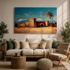 Desert Village Wall Art Kasbah Framed Canvas Moroccan Desert Atlas Rustic Home Decor
