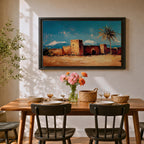 Desert Village Wall Art Kasbah Framed Canvas Moroccan Desert Atlas Rustic Home Decor