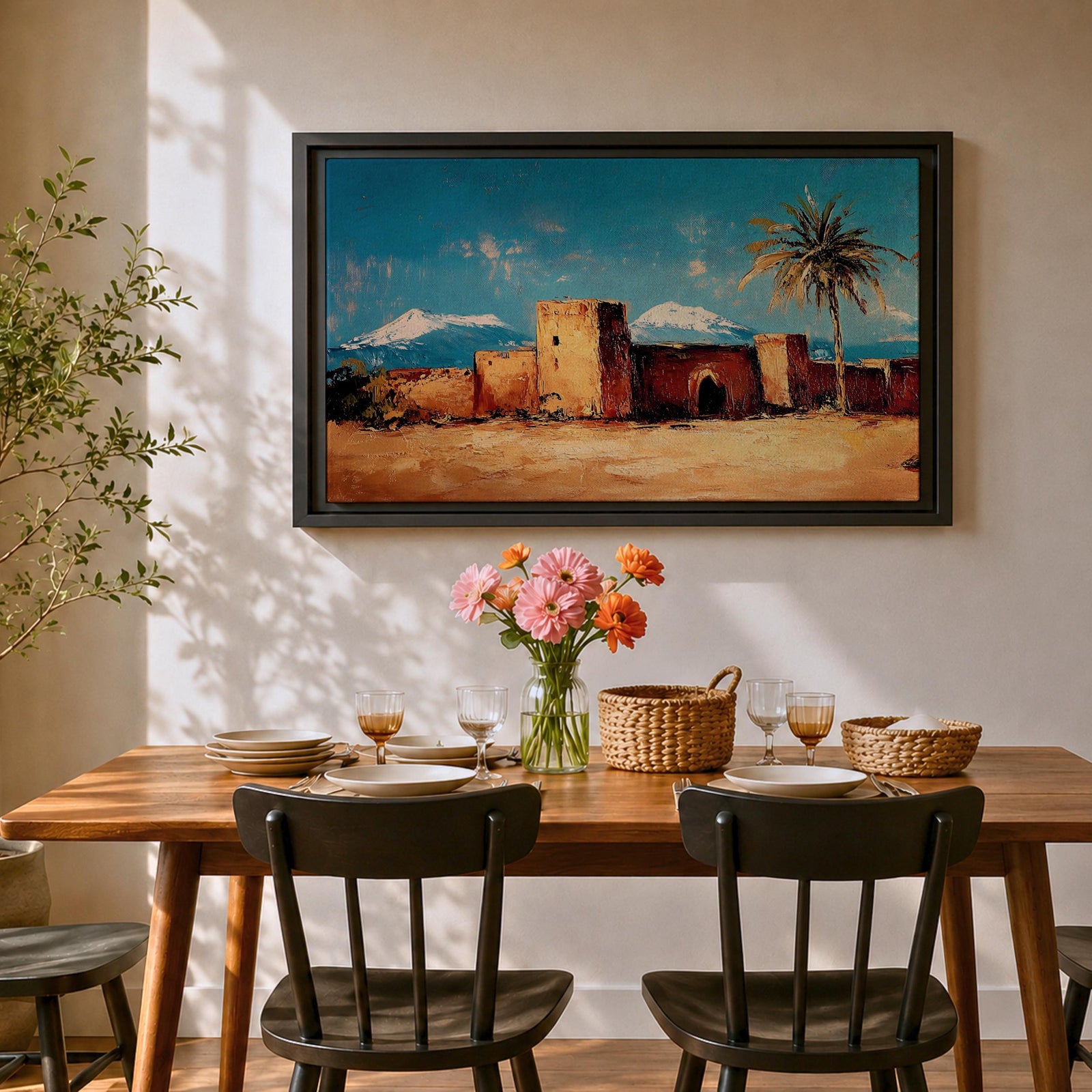 Desert Village Wall Art Kasbah Framed Canvas Moroccan Desert Atlas Rustic Home Decor