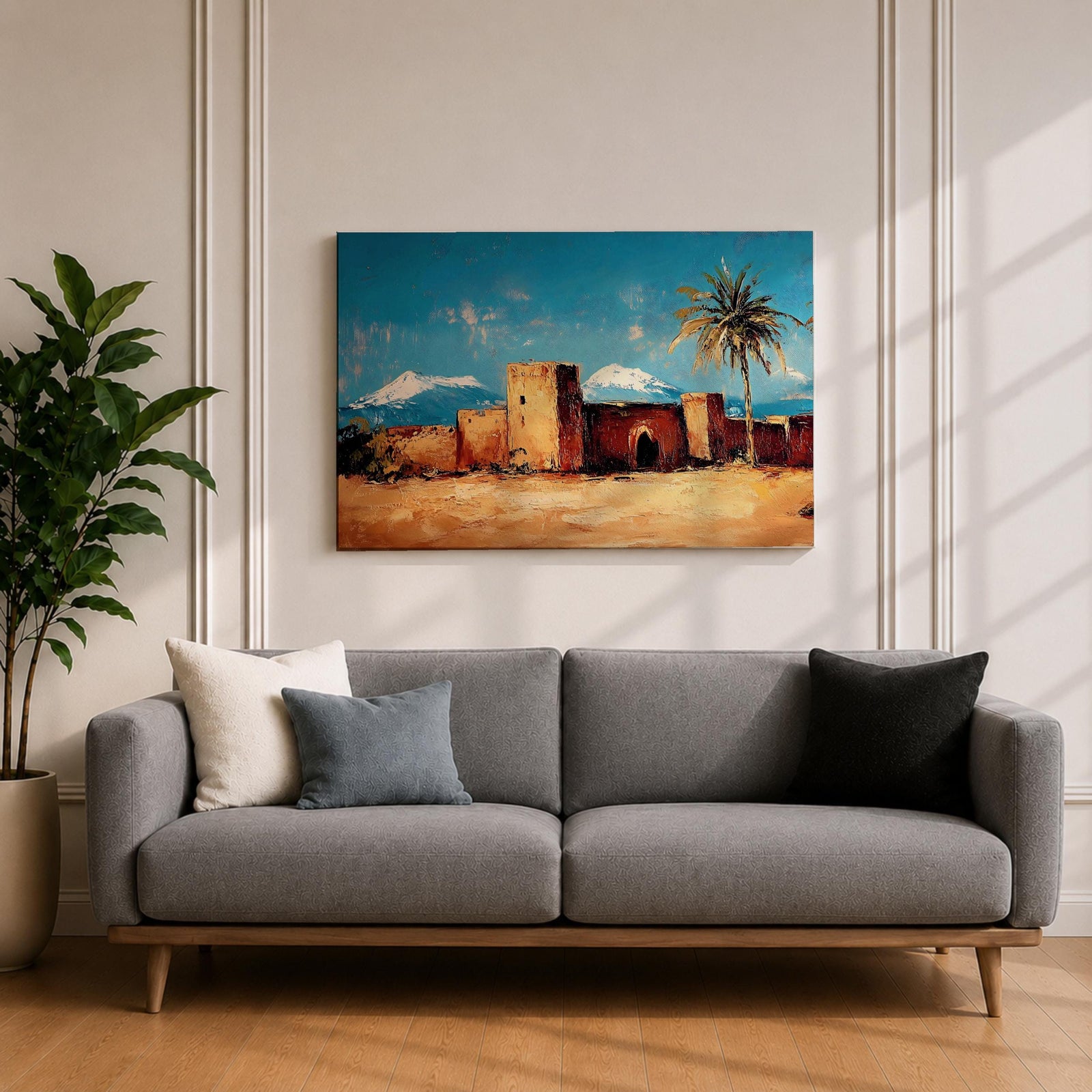 Desert Village Wall Art Kasbah Framed Canvas Moroccan Desert Atlas Rustic Home Decor