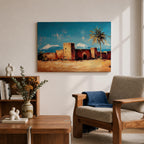 Desert Village Wall Art Kasbah Framed Canvas Moroccan Desert Atlas Rustic Home Decor