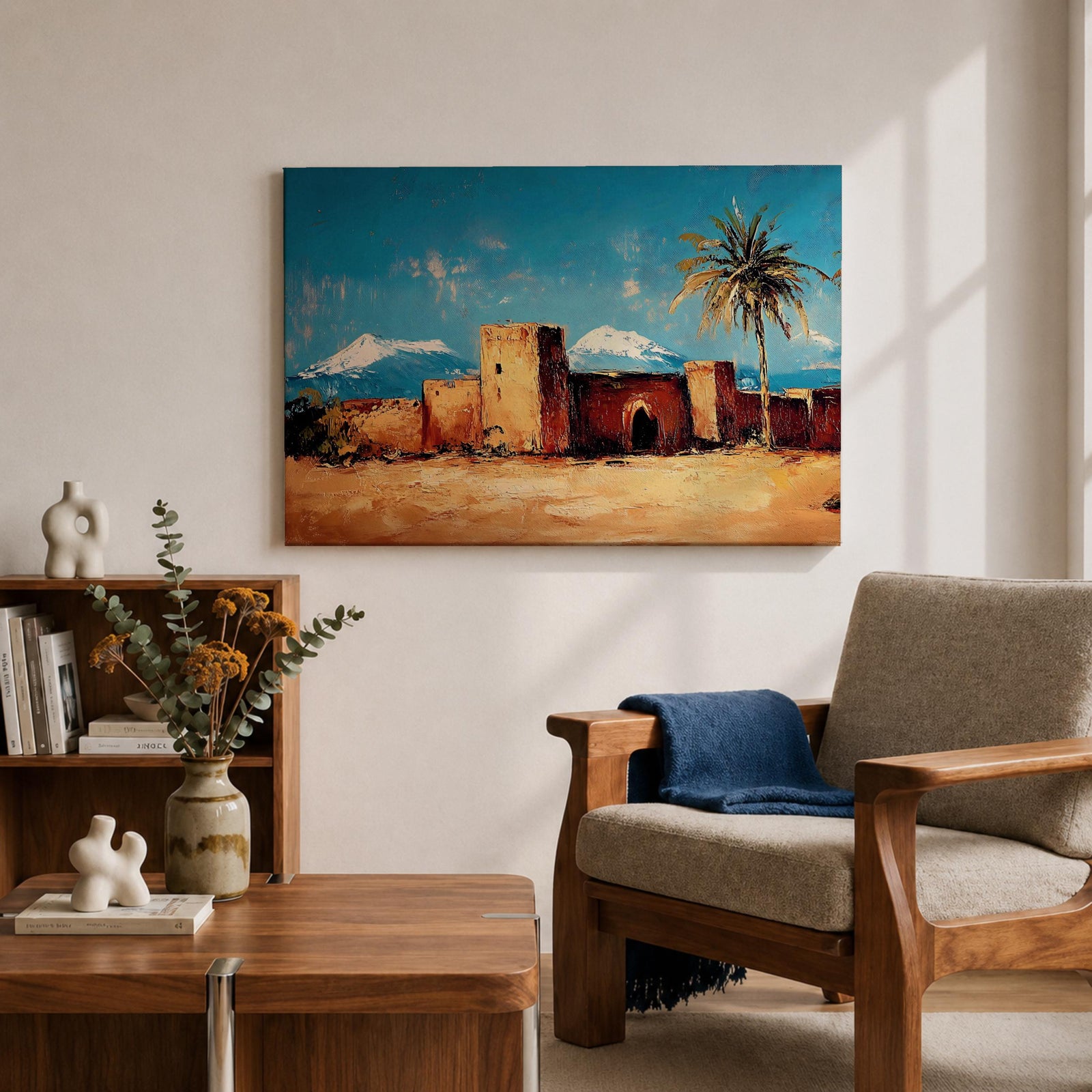 Desert Village Wall Art Kasbah Framed Canvas Moroccan Desert Atlas Rustic Home Decor