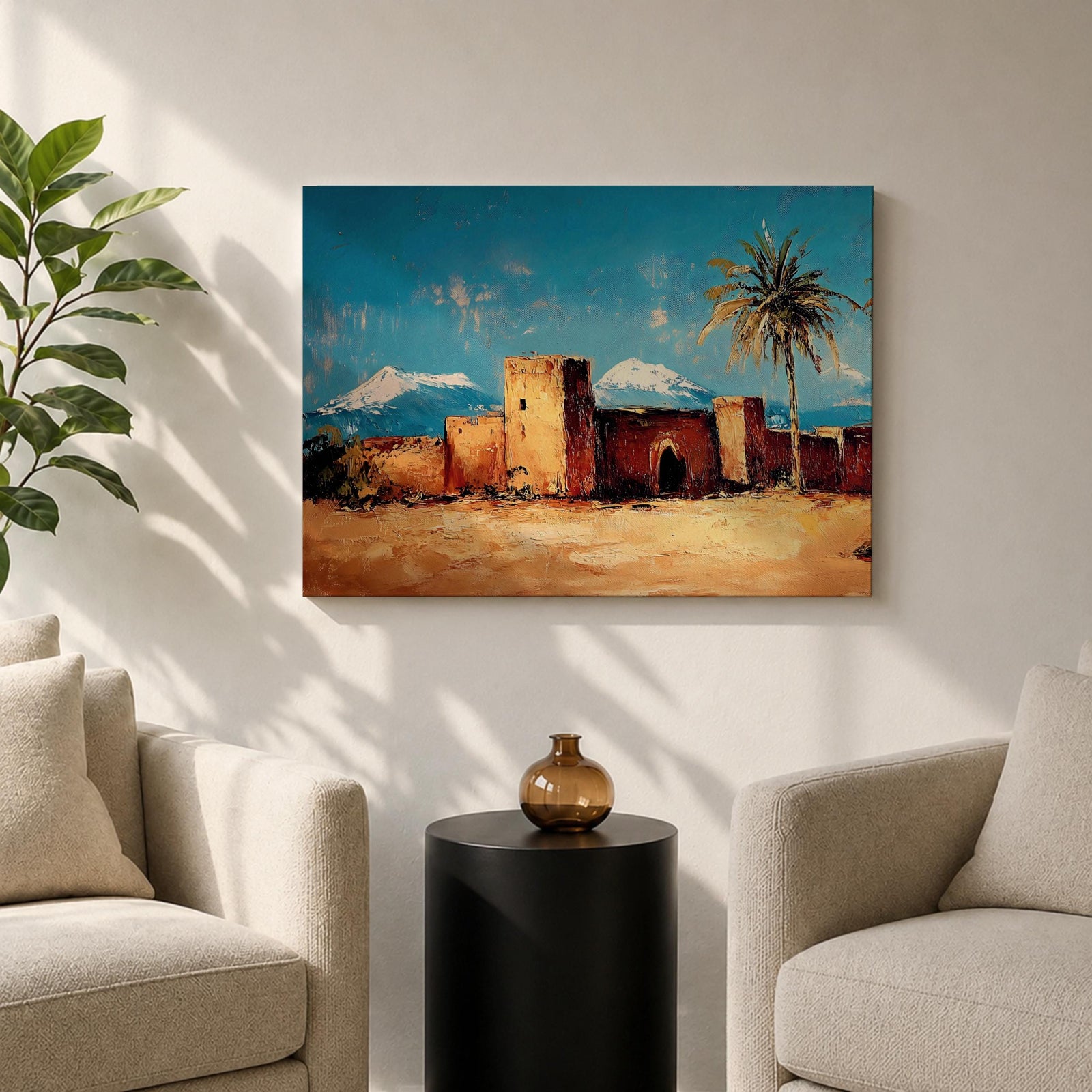 Desert Village Wall Art Kasbah Framed Canvas Moroccan Desert Atlas Rustic Home Decor