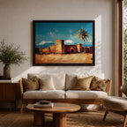 Desert Village Wall Art Kasbah Framed Canvas Moroccan Desert Atlas Rustic Home Decor