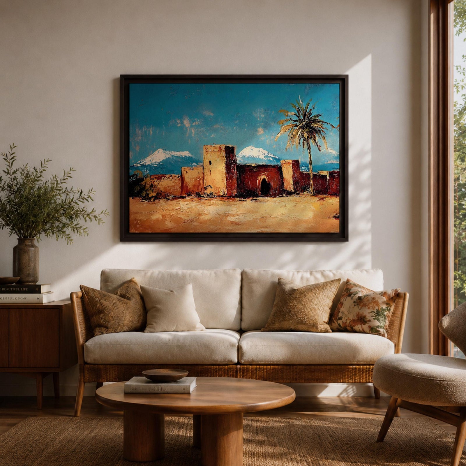 Desert Village Wall Art Kasbah Framed Canvas Moroccan Desert Atlas Rustic Home Decor