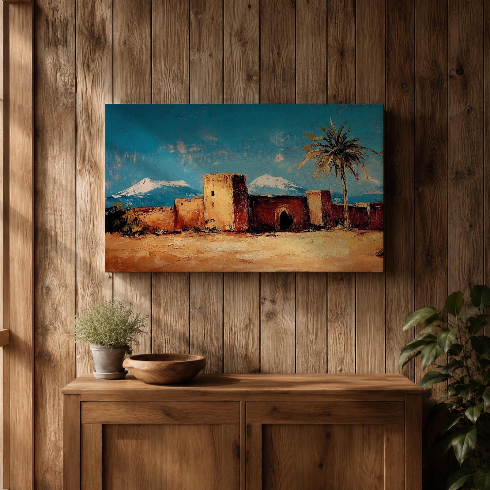 Desert Village Wall Art Kasbah Framed Canvas Moroccan Desert Atlas Rustic Home Decor