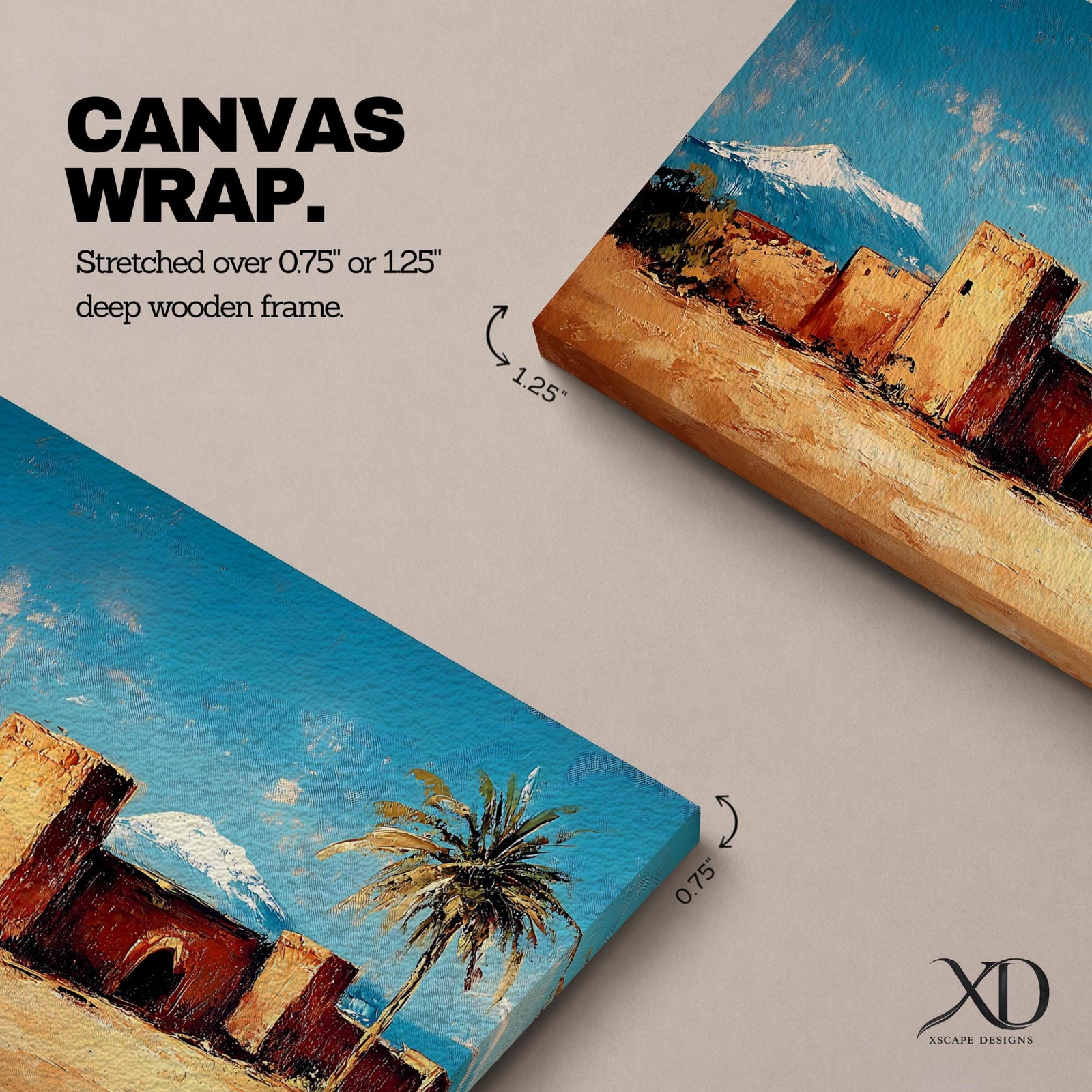 Desert Village Wall Art Kasbah Framed Canvas Moroccan Desert Atlas Rustic Home Decor