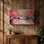 Cherry Blossom Bridge Wall Art Sakura Framed Canvas Japanese Garden Impasto Boho Home Decor