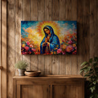 Our Lady of Guadalupe Wall Art La Morenita Framed Canvas Mexican Catholic Home Decor