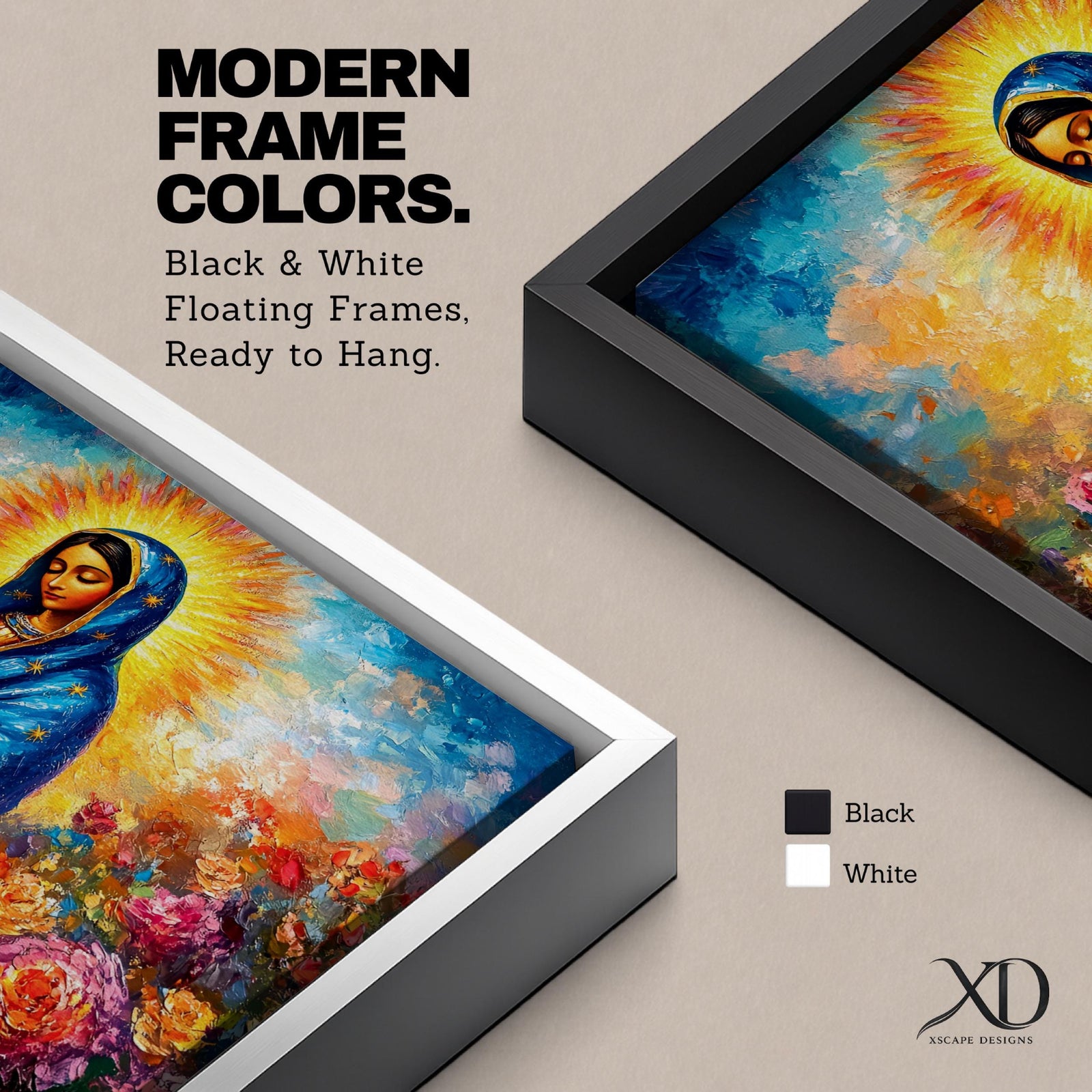 Our Lady of Guadalupe Wall Art La Morenita Framed Canvas Mexican Catholic Home Decor