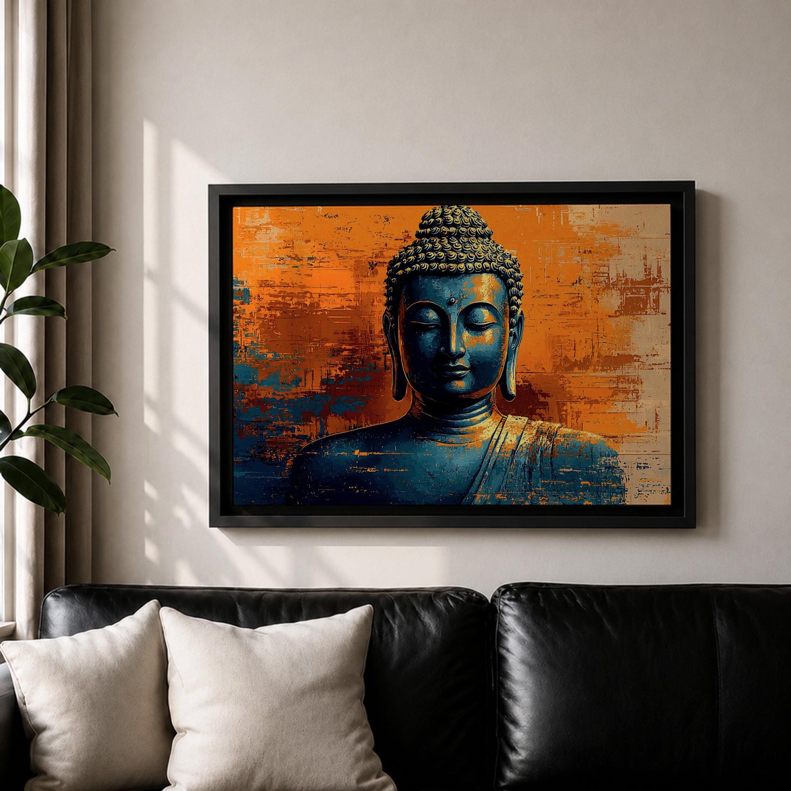 Buddha Wall Art Shakyamuni Framed Canvas Buddhist Meditation Zen Spiritual Bedroom Decor