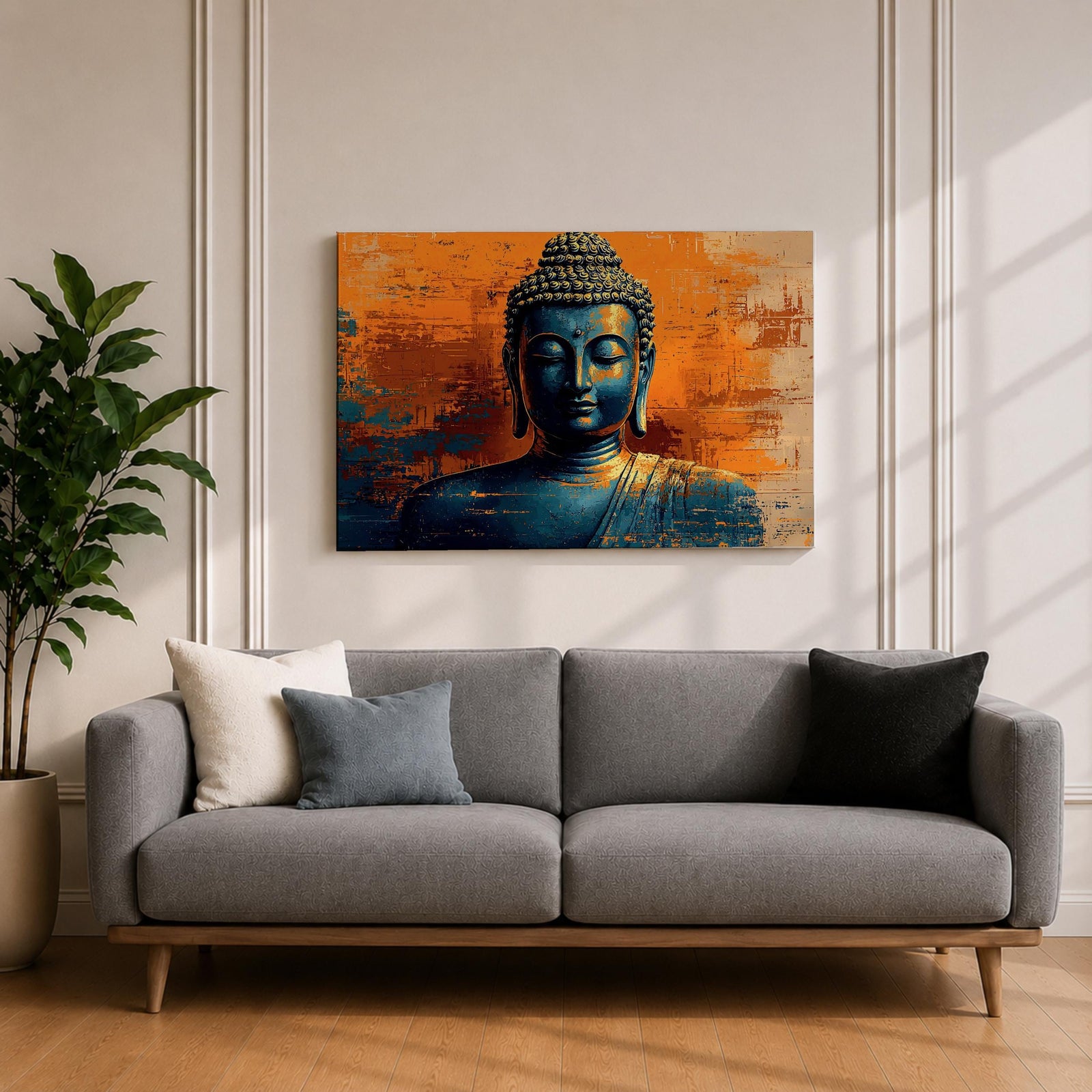 Buddha Wall Art Shakyamuni Framed Canvas Buddhist Meditation Zen Spiritual Bedroom Decor