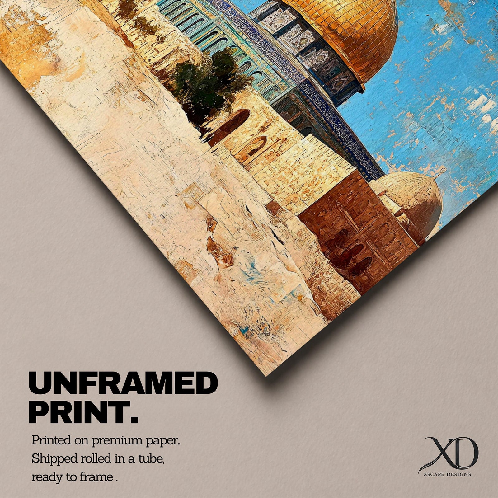 Dome Rock Wall Art Temple Mount Framed Canvas Qubbat Sakhra Vintage Jerusalem Home Decor
