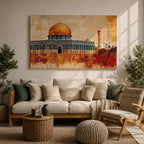 Dome Rock Wall Art Temple Mount Framed Canvas Qubbat Sakhra Mosaic Jerusalem Home Decor