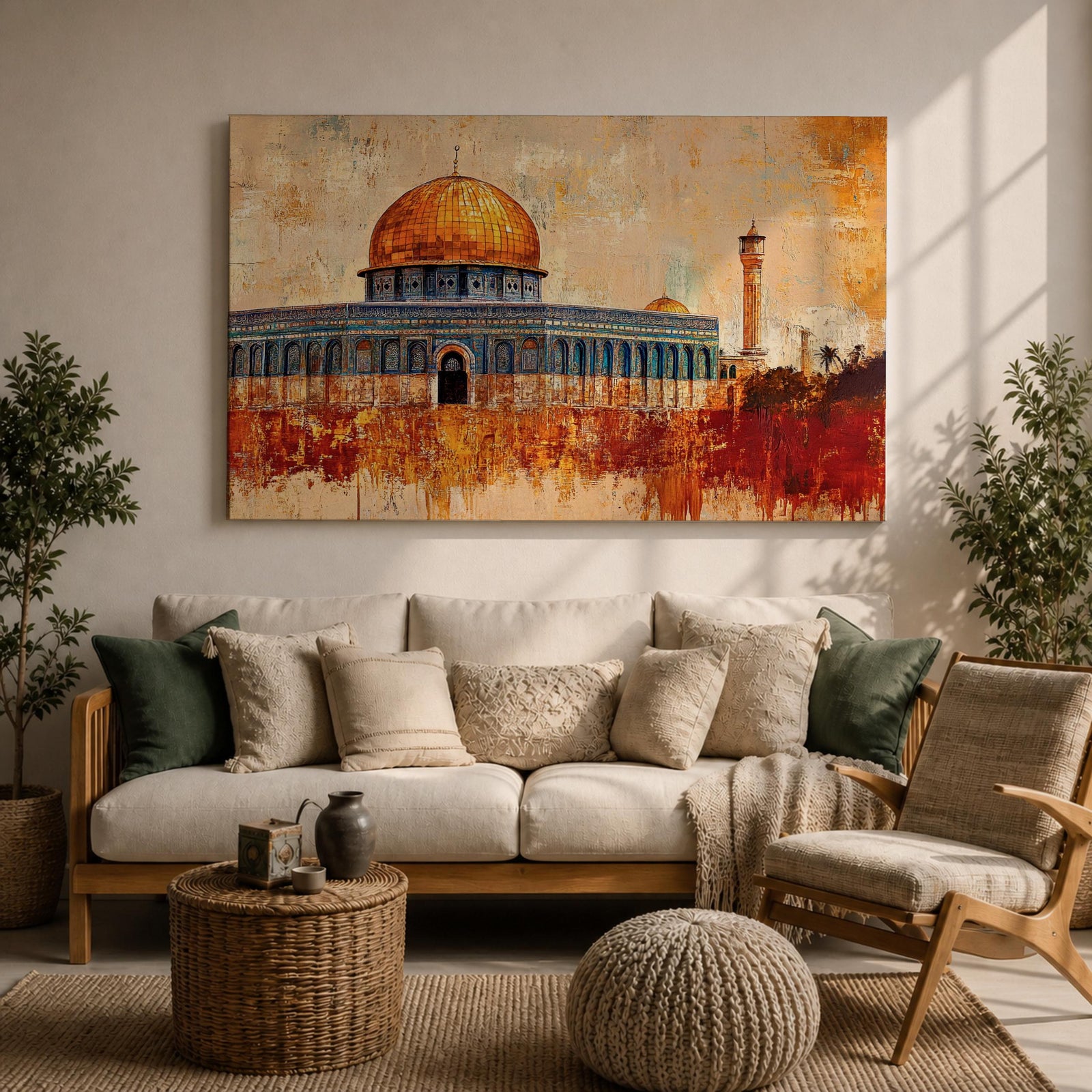 Dome Rock Wall Art Temple Mount Framed Canvas Qubbat Sakhra Mosaic Jerusalem Home Decor