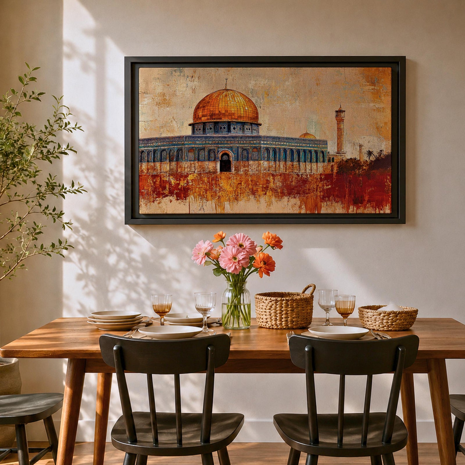 Dome Rock Wall Art Temple Mount Framed Canvas Qubbat Sakhra Mosaic Jerusalem Home Decor