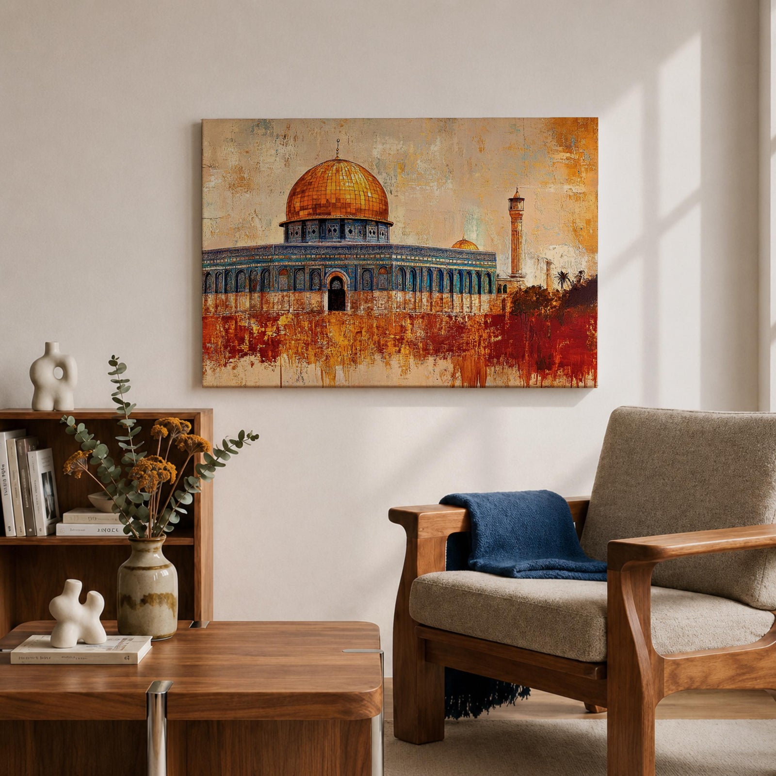 Dome Rock Wall Art Temple Mount Framed Canvas Qubbat Sakhra Mosaic Jerusalem Home Decor