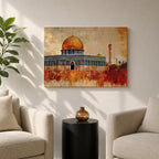 Dome Rock Wall Art Temple Mount Framed Canvas Qubbat Sakhra Mosaic Jerusalem Home Decor