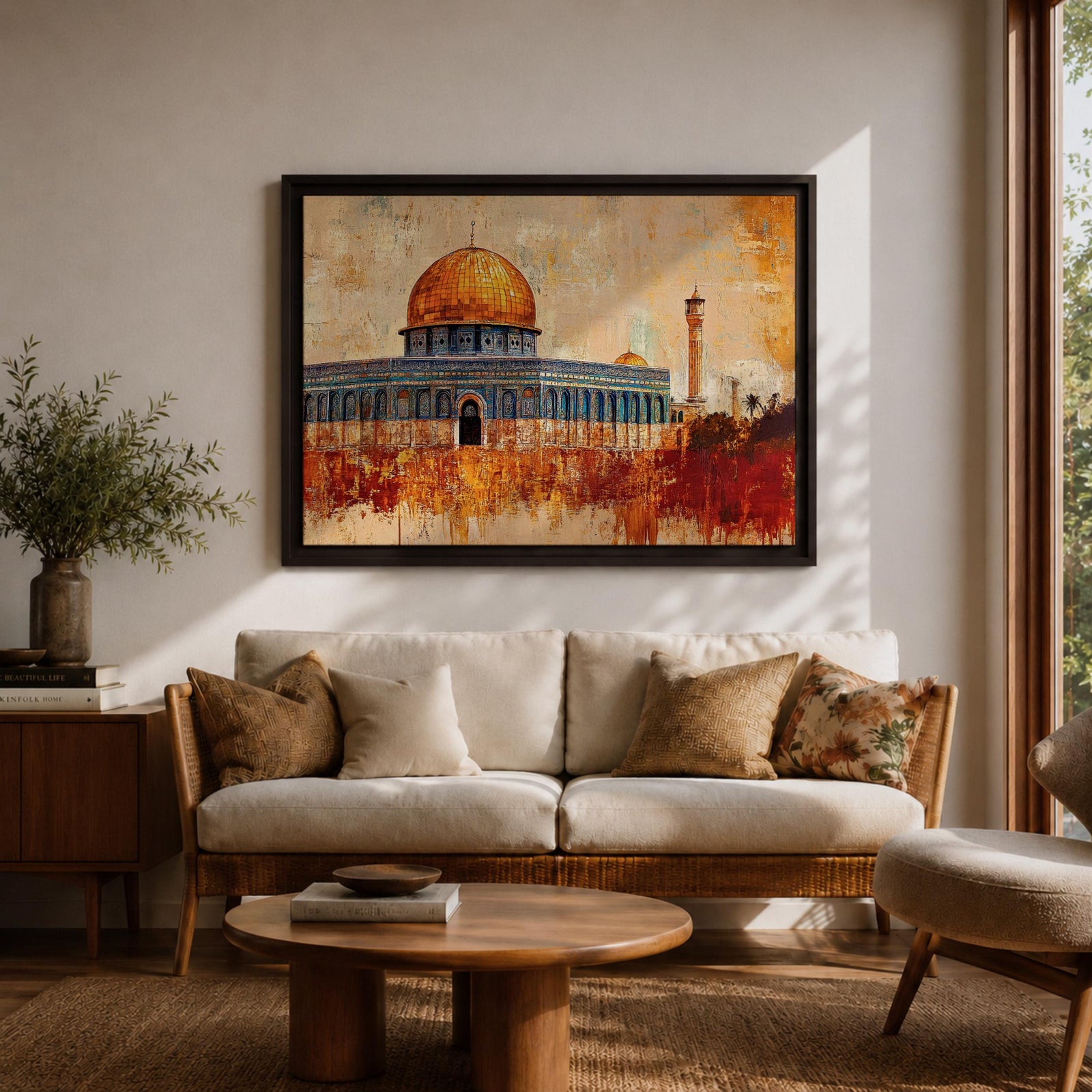 Dome Rock Wall Art Temple Mount Framed Canvas Qubbat Sakhra Mosaic Jerusalem Home Decor