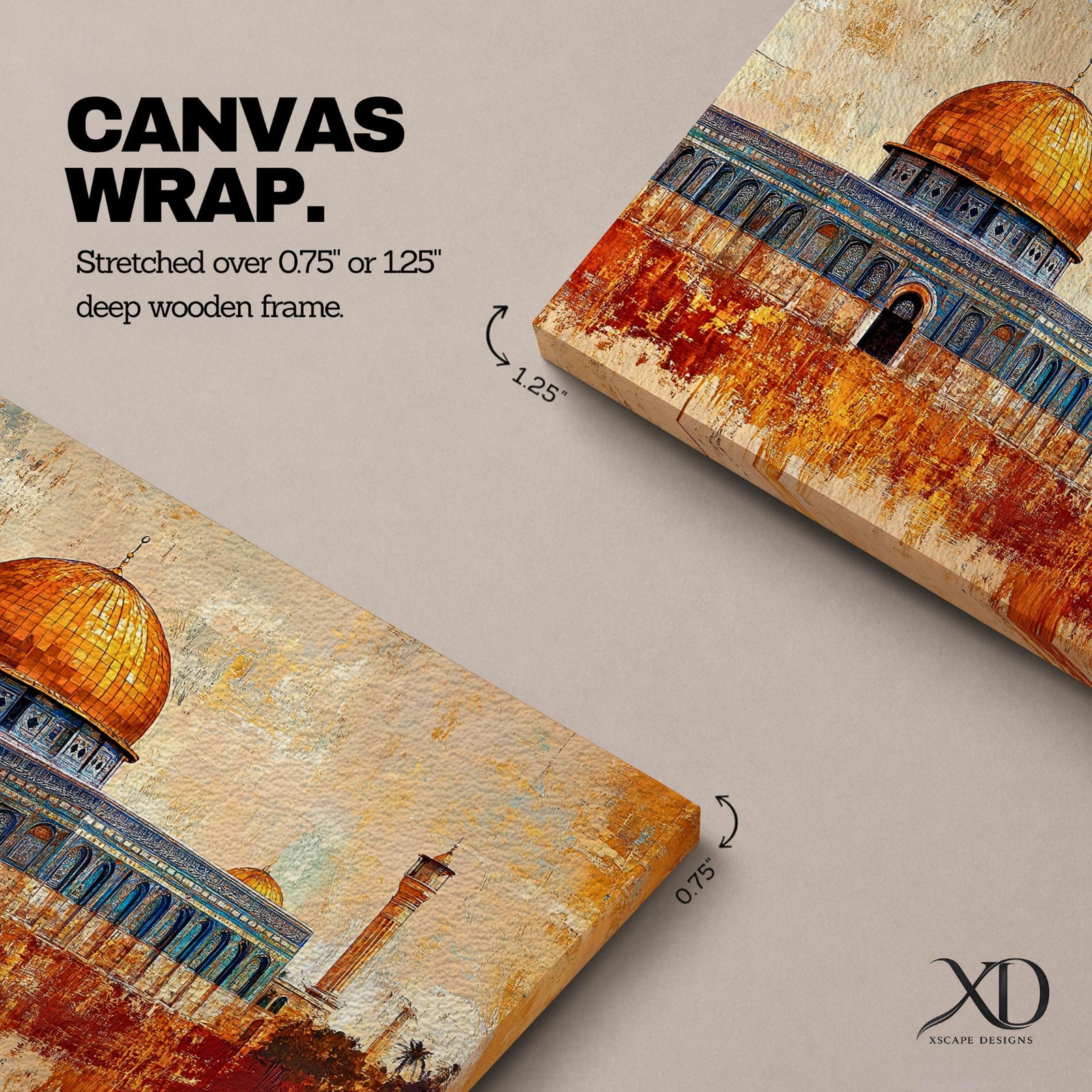 Dome Rock Wall Art Temple Mount Framed Canvas Qubbat Sakhra Mosaic Jerusalem Home Decor