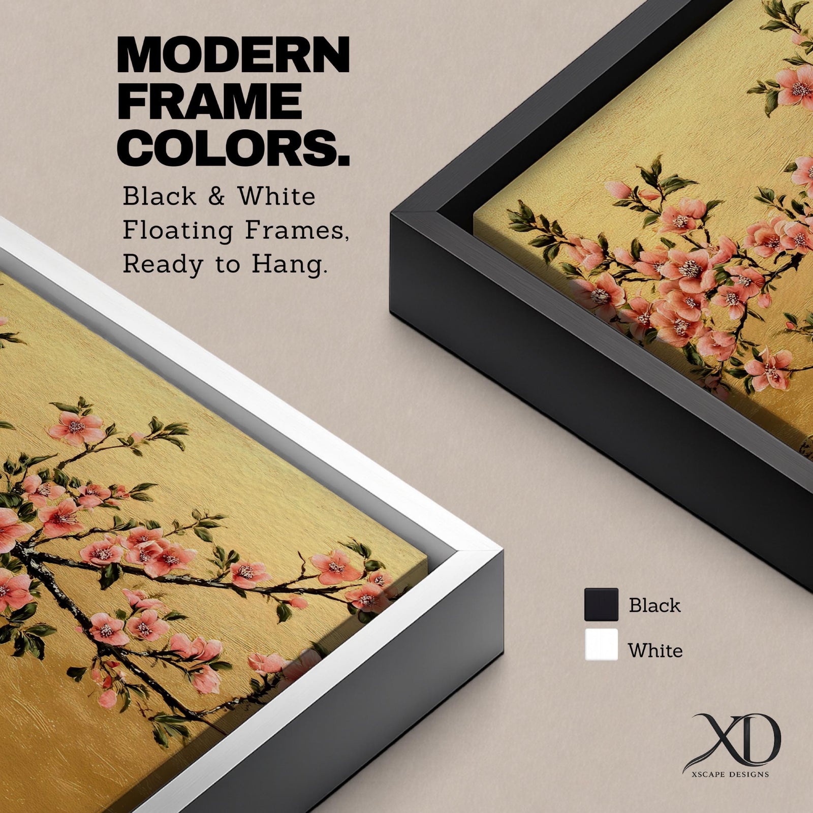 Cherry Blossom Wall Art Sakura Framed Canvas Japanese Botanical Asian Floral Boho Home Decor