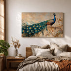 Peacock Wall Art Tropical Bird Framed Canvas Indian Pavo Wildlife Botanical Living Room Decor