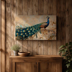 Peacock Wall Art Tropical Bird Framed Canvas Indian Pavo Wildlife Botanical Living Room Decor