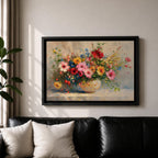 Floral Bouquet Wall Art Flower Vase Framed Canvas Botanical Impasto Garden Kitchen Decor