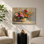 Floral Bouquet Wall Art Flower Vase Framed Canvas Botanical Impasto Garden Kitchen Decor
