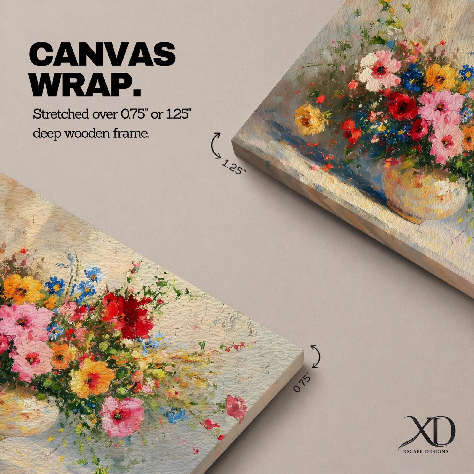 Floral Bouquet Wall Art Flower Vase Framed Canvas Botanical Impasto Garden Kitchen Decor