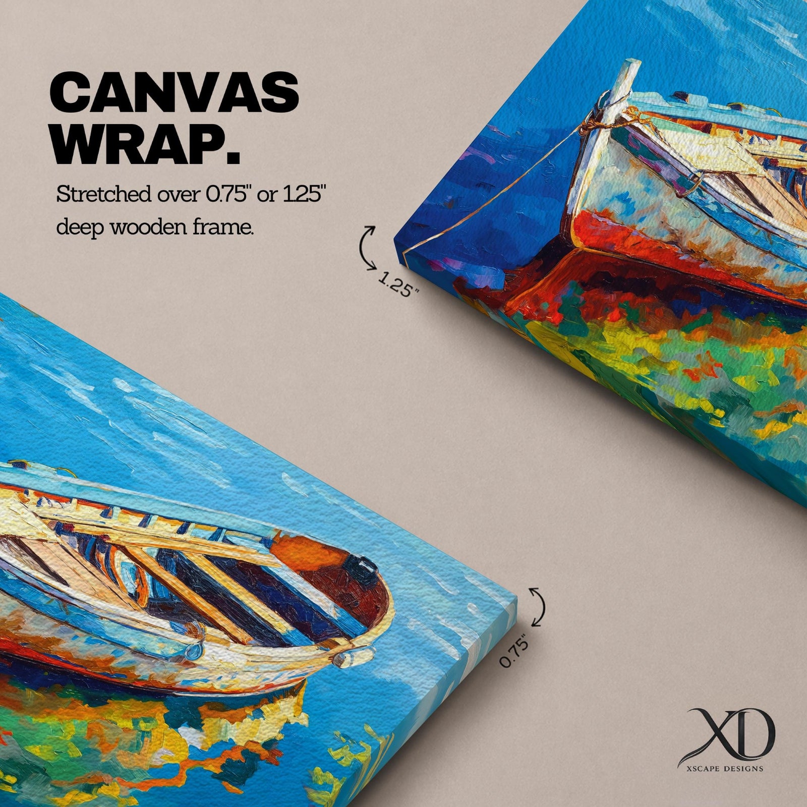 Rowboat Wall Art Dinghy Framed Canvas Nautical Seascape Harbor Coastal Boho Home Decor