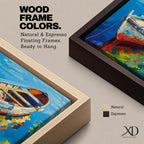 Rowboat Wall Art Dinghy Framed Canvas Nautical Seascape Harbor Coastal Boho Home Decor