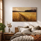 Wheat Field Wall Art Prairie Framed Canvas Panoramic Path Rustic Farmhouse Home Decor