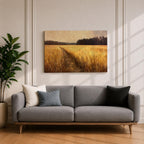 Wheat Field Wall Art Prairie Framed Canvas Panoramic Path Rustic Farmhouse Home Decor