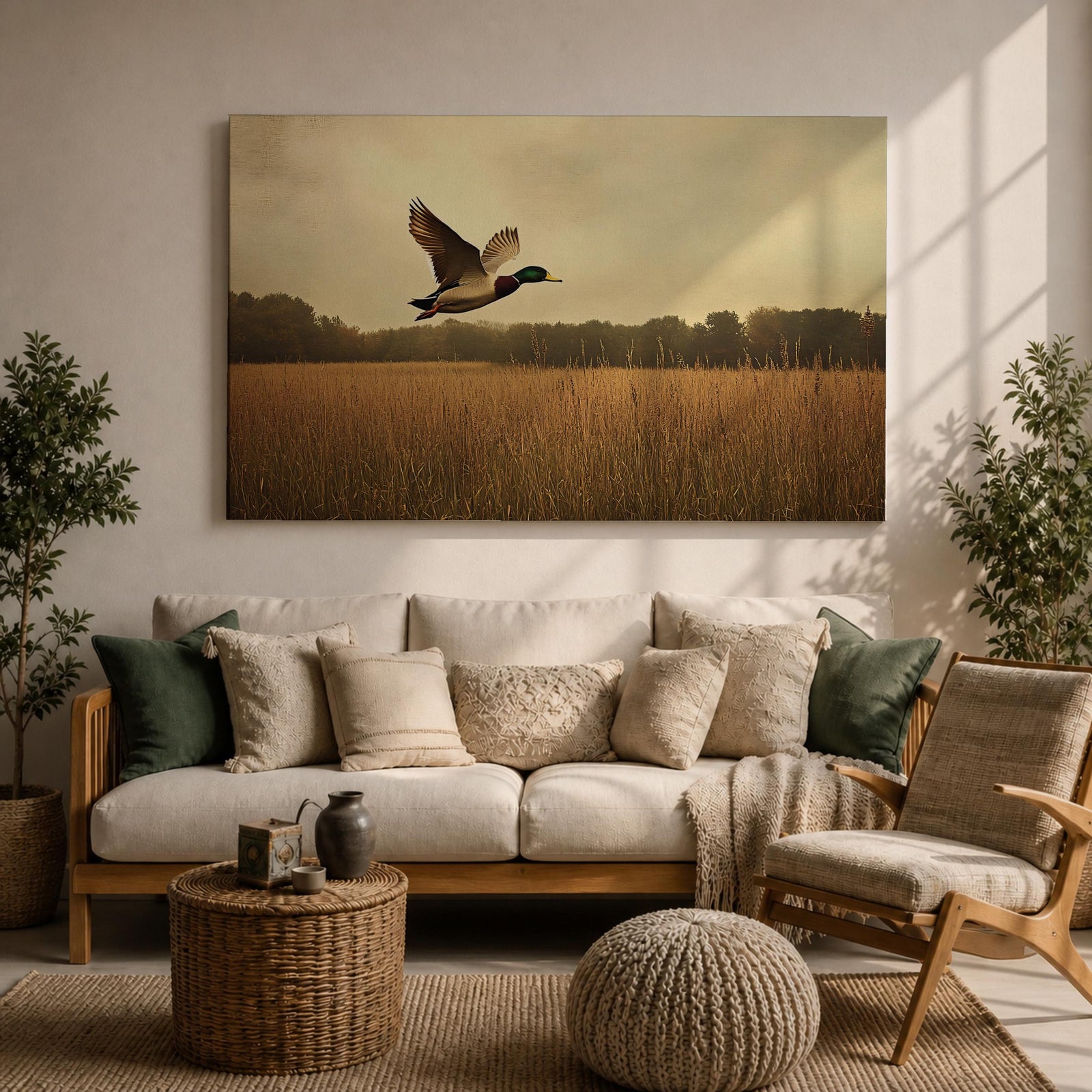 Mallard Duck Wall Art Anas Platyrhynchos Framed Canvas Wildlife Rustic Farmhouse Nature Home Decor