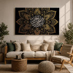 Shahada Wall Art Arabic Calligraphy Framed Canvas Gold Mandala Geometric Muslim Home Decor