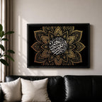 Shahada Wall Art Arabic Calligraphy Framed Canvas Gold Mandala Geometric Muslim Home Decor