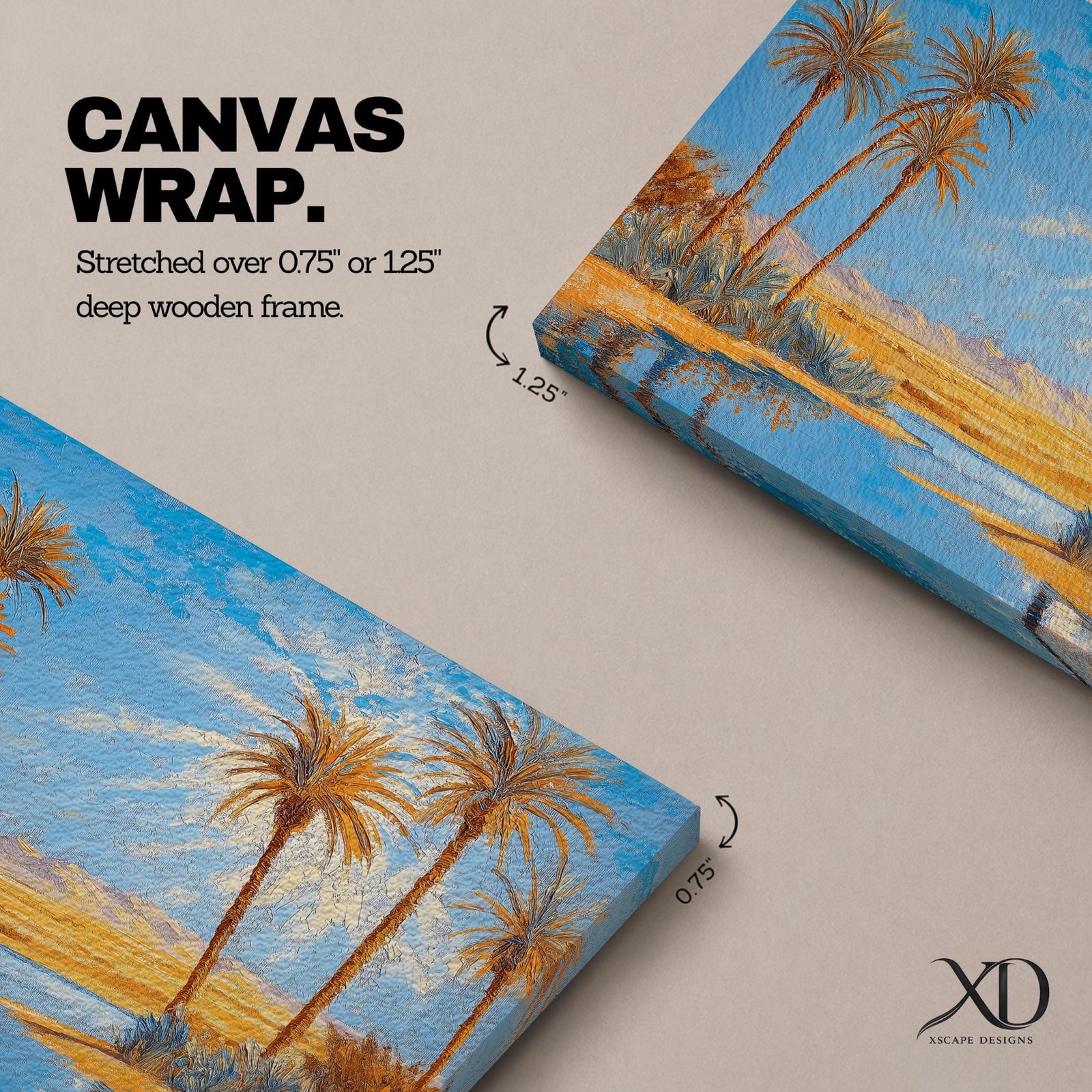 Palm Tree Wall Art Arabian Oasis Framed Canvas Desert Oasis Impasto Nature Home Decor