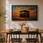 Kaaba Wall Art Sunset Sky Framed Canvas Masjid al Haram Mecca Islamic Home Decor