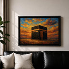 Kaaba Wall Art Sunset Sky Framed Canvas Masjid al Haram Mecca Islamic Home Decor