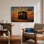 Kaaba Wall Art Sunset Sky Framed Canvas Masjid al Haram Mecca Islamic Home Decor