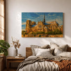 Notre Dame Cathedral Wall Art Gothic Facade Framed Canvas Cathedral of Paris City Decor