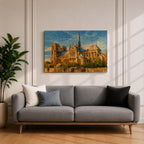 Notre Dame Cathedral Wall Art Gothic Facade Framed Canvas Cathedral of Paris City Decor