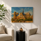 Notre Dame Cathedral Wall Art Gothic Facade Framed Canvas Cathedral of Paris City Decor