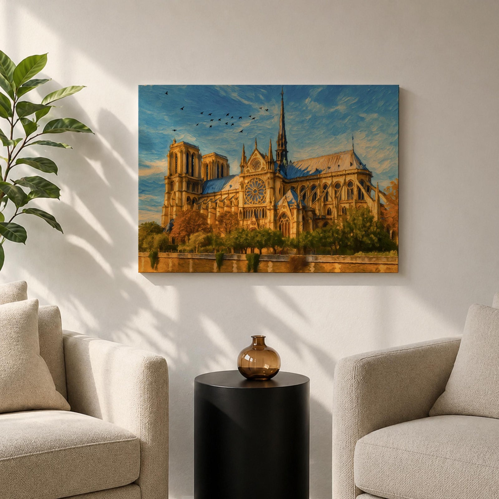 Notre Dame Cathedral Wall Art Gothic Facade Framed Canvas Cathedral of Paris City Decor